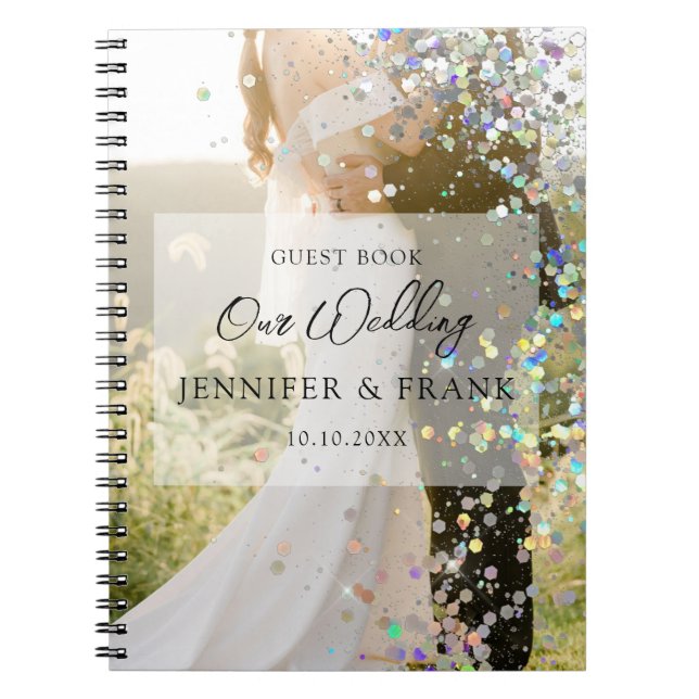 Skapa din egen gäst bok bröllop Modern Glitter Anteckningsbok (Framsidan)