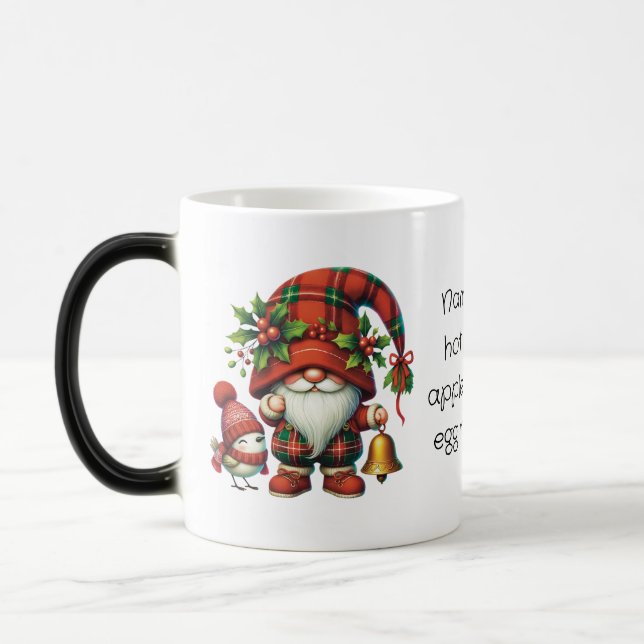 Skapa Din Egen Glad Jul Rutat Tomte Magisk Mugg (Vänster)