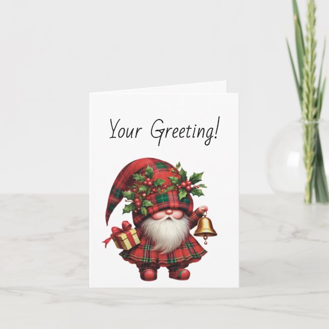 Skapa din egen glada julplädsgnome helgkort (Framsida)