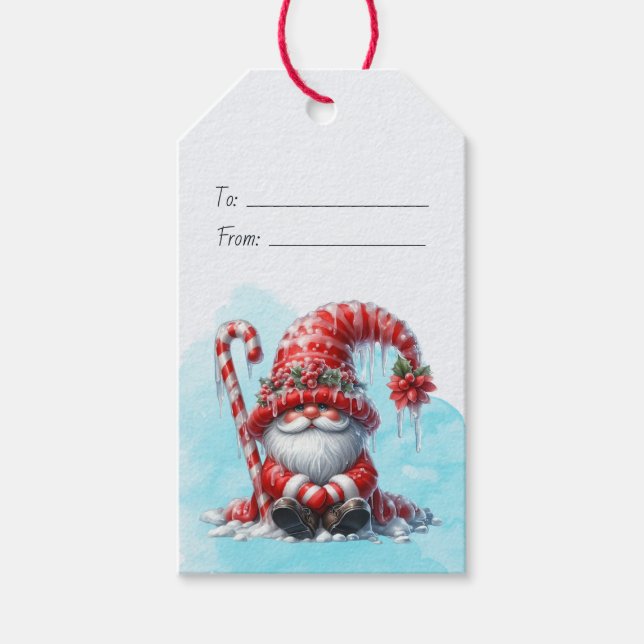 Skapa Din Egen Glada Pepparmynta Jultomte Presentetikett (Framsidan)