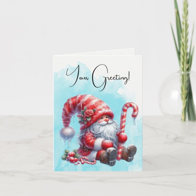 Skapa Din Egen Glädjefull Pepparkaksjul Tomte Gnom Helgkort (Framsida)