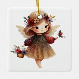 Skapa din egen glansande julblomma Angel Julgransprydnad Keramik