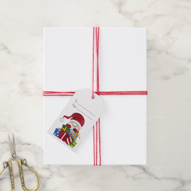 Skapa din egen God jul Gnome & Presenter Presentetikett (Med Snöre)