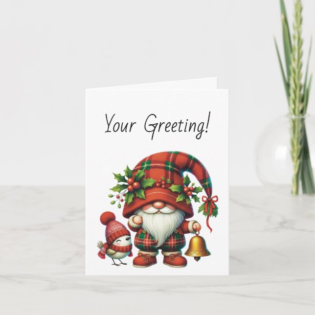 Skapa din egen God jul Play Gnome Helgkort (Framsida)