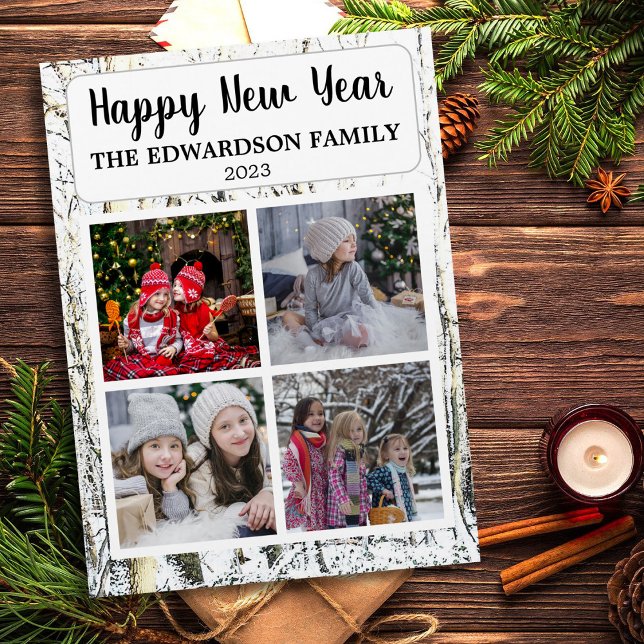 Skapa din egen Gott nytt år-fotokollage Magnet (Happy New Year family photo collage magnet. Nice magnet so send New Years wishes to family & friends)