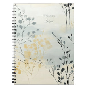 Skapa Din Egen Grå Blå Gul Blommig Minimalistisk Anteckningsbok