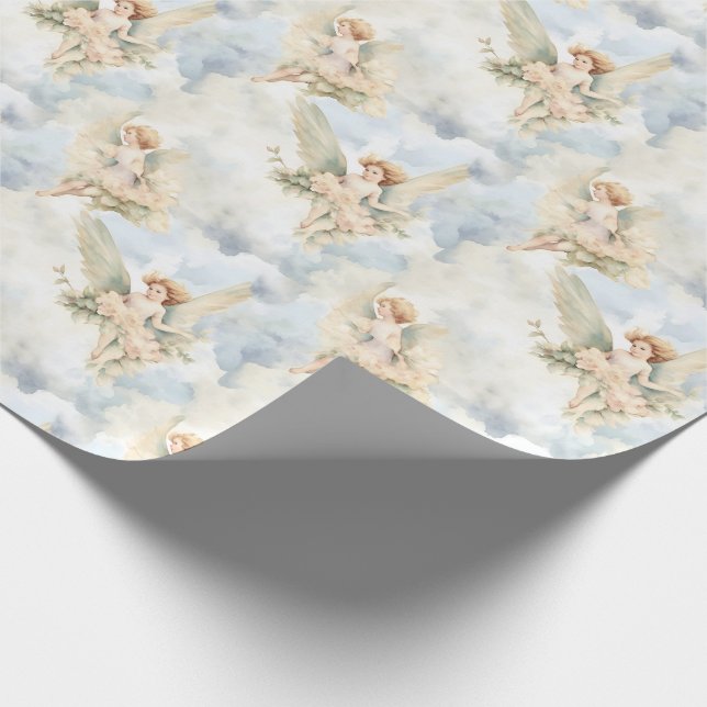 Skapa din egen Grönt Änglar & Rosa ros Presentpapper (Hörn)