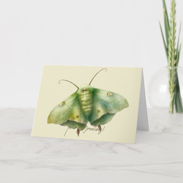 Skapa din egen Grönt Fantasy Moth Helgkort (Framsida)