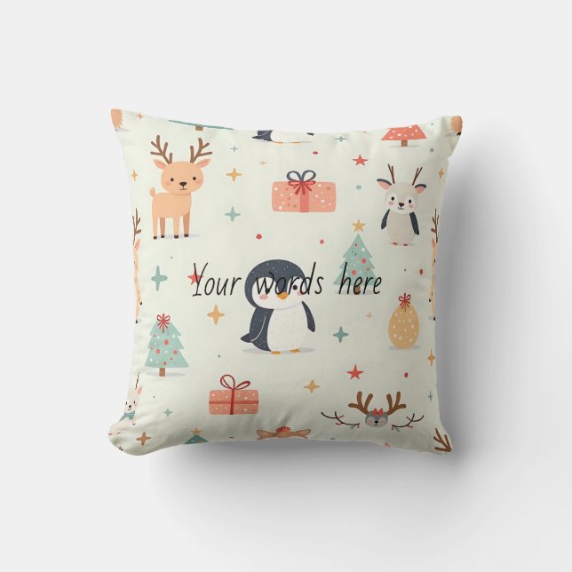 Skapa din egen Grönt Kawaii-juldjur Kudde (Framsida)