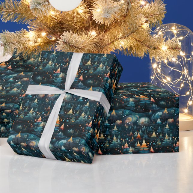 Skapa din egen Grönt och Orange Julgranar Presentpapper (Helgdagar)