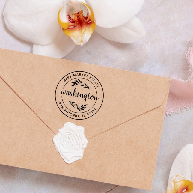 Skapa din egen Grönt Rustic Round-Returadress Självfärgande Stämpel (Skapare uppladdad)