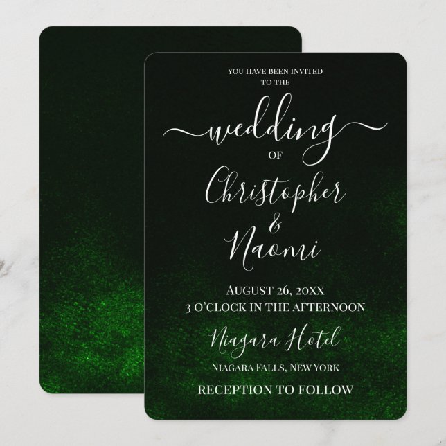 Skapa din egen Grönt, svart texturerad Inbjudningar (Fram/baksida)