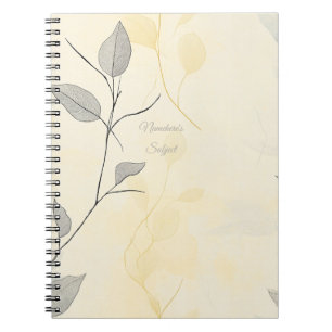 Skapa Din Egen Gul & Grå Blommig Minimalistisk Anteckningsbok