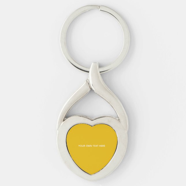 Skapa din egen gula anpassade design twisted heart silverfärgad nyckelring (Framsidan)