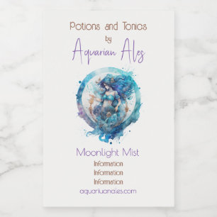 Skapa din egen Guld & Blå, Mystical Aquarius Vinetikett
