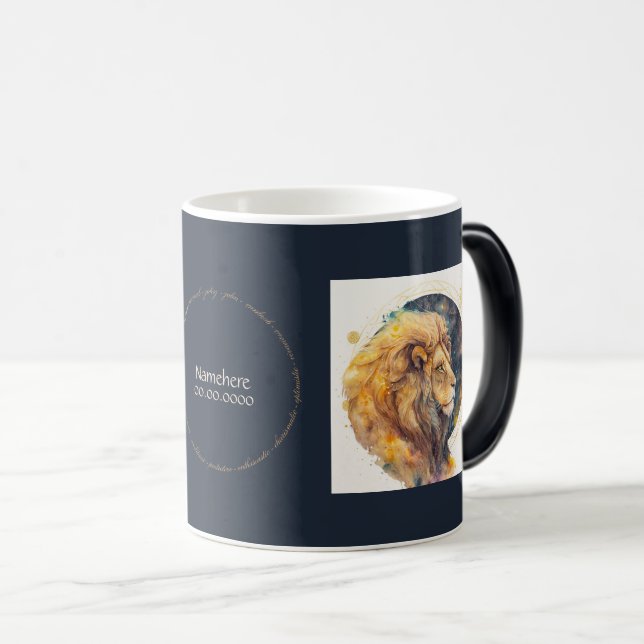 Skapa din egen Guld & Blue Leo Zodiac Magisk Mugg (Framsida höger)