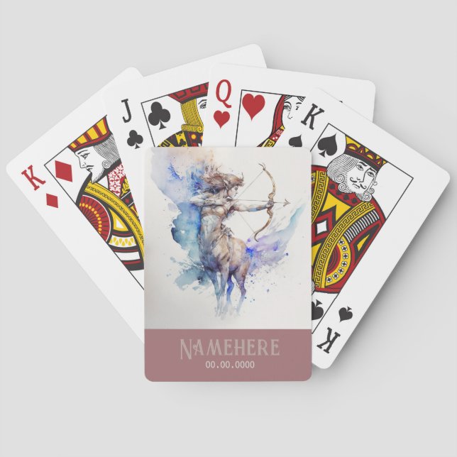 Skapa din egen Guld & Blue Sagittarius Zodiac Casinokort (Baksidan)