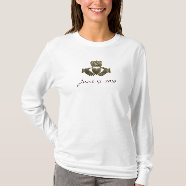 Skapa din egen Guld Irish claddagh T Shirt (Framsida)