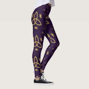 Skapa Din Egen Guld Triquetra Mån Gudinna Lila Leggings