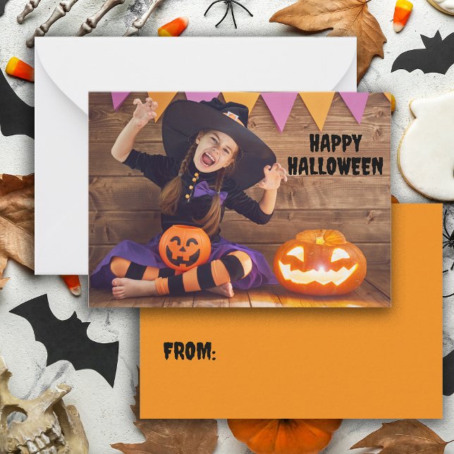 Skapa din egen Halloween klassrum Anteckningskort (Halloween classroom card personalized with your own photo and text. )