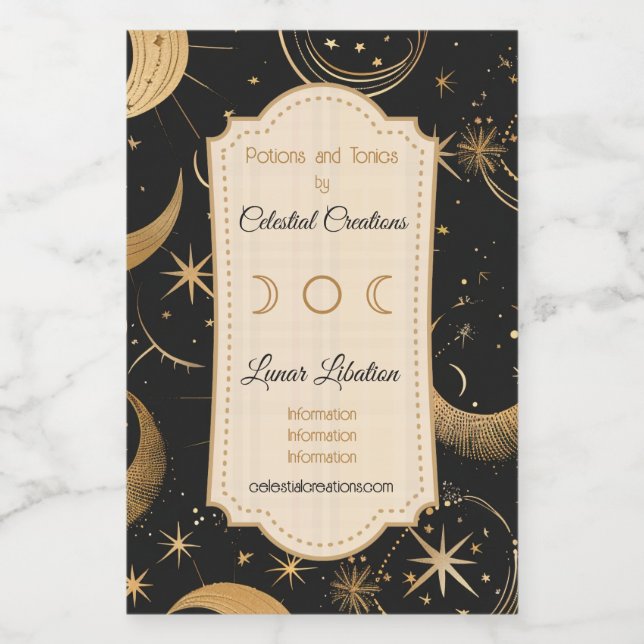 Skapa din egen halvmåne Måne Celestial Vinetikett (Enkel etikett)