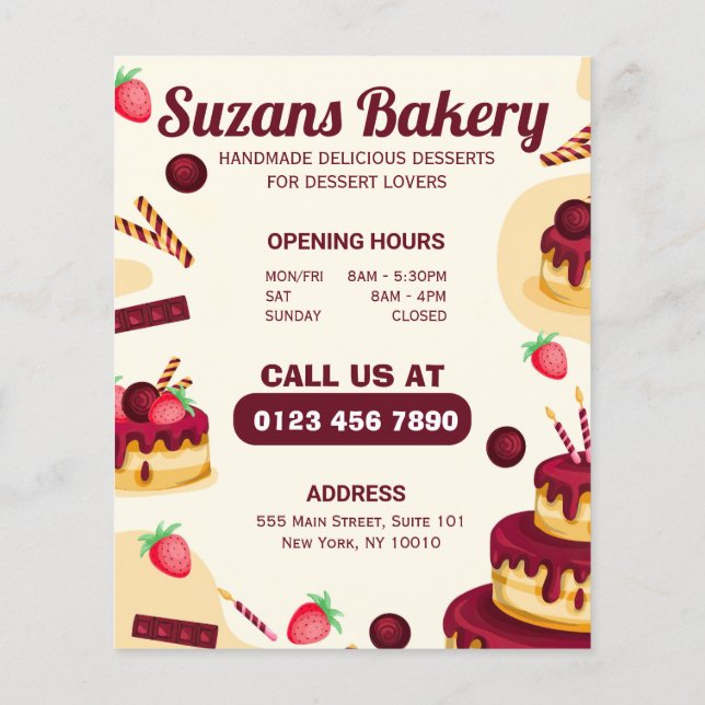 Skapa din egen handdator med kärlek Bakery-menyn Flygblad (Baksidan)