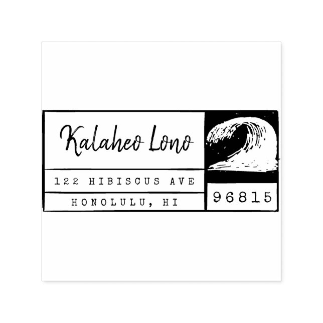 Skapa din egen hawaiiska Surfa Wave-Returadress Självfärgande Stämpel (Design)