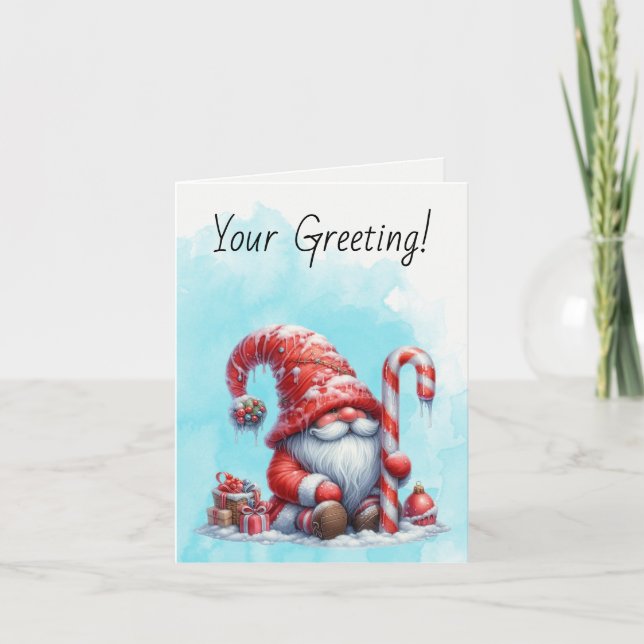 Skapa din egen Helgdag Peppermint-jultomte Helgkort (Framsida)