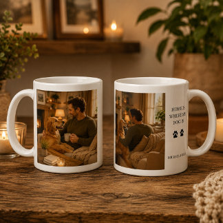 Skapa din egen Hemma är där min hund är foto Kaffemugg