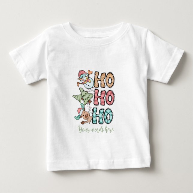Skapa din egen Ho Ho Reindeer Träd & Snögubbe T Shirt (Framsida)