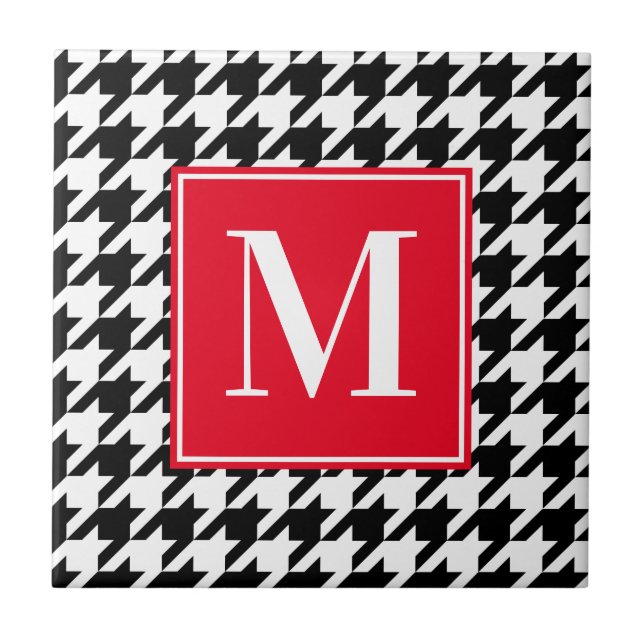 Skapa din egen houndstooth Mönster monogrammed Kakelplatta (Framsidan)