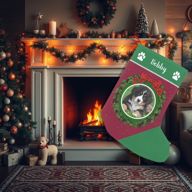 Skapa din egen hund med monogrammet christmas liten julstrumpa (Create your own photo monogrammed dog Christmas stocking.)