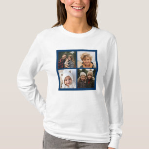 Skapa din egen Instagram Collage Navy 4 Bilder Tee Shirt
