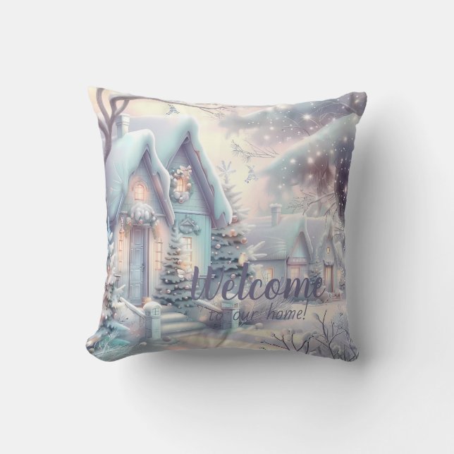 Skapa din egen Iridescent Snowy-julby Kudde (Framsida)