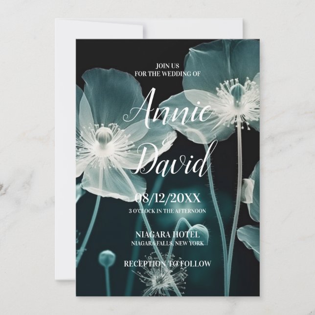 Skapa din egen Isig Blåa blommor Bröllop Inbjudningar (Framsida)