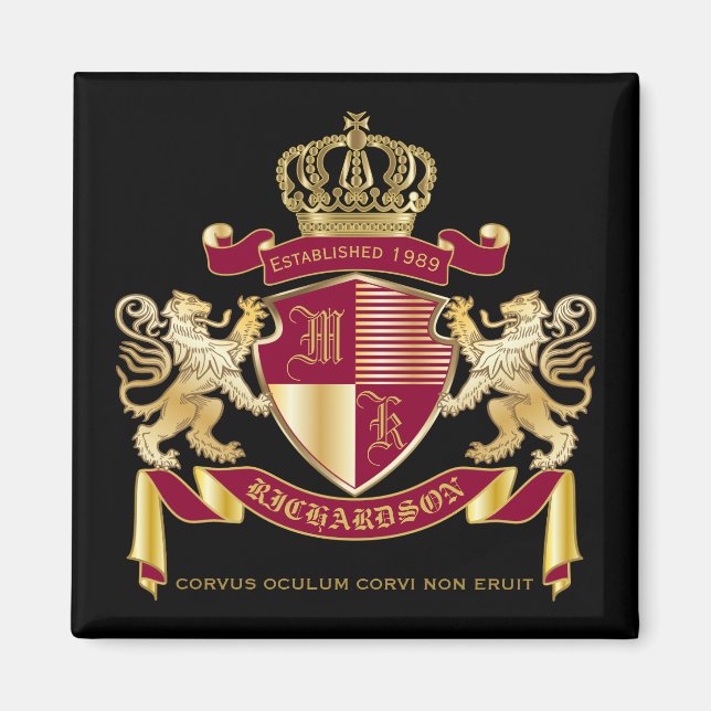 Skapa din egen Jacka av Arm Red Guld Lejona emblem Magnet (Framsidan)