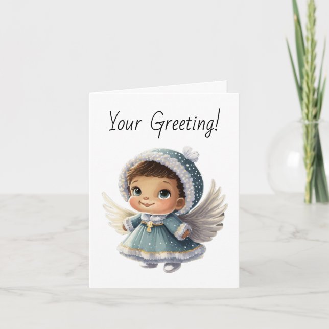 Skapa din egen jul i Flicka Angel Cute Angel Helgkort (Framsida)