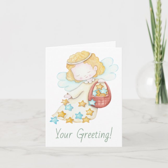 Skapa din egen jul med grå gryst stjärnangel helgkort (Framsida)