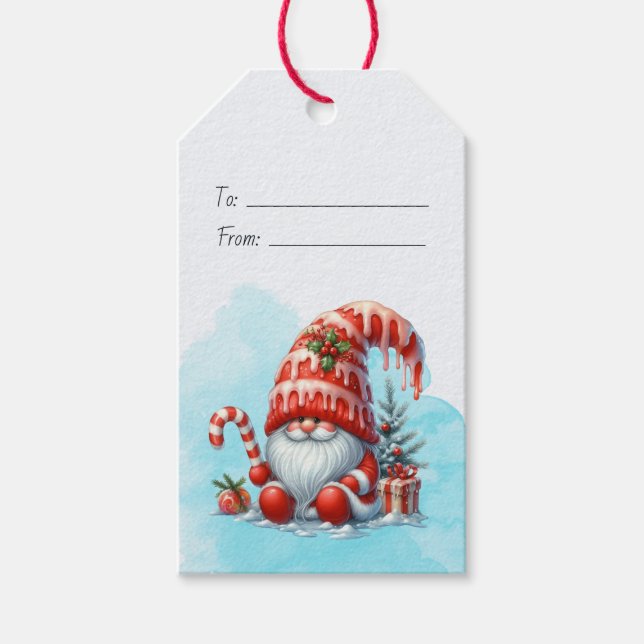 Skapa Din Egen Jul Pepparmynta Tomte Presentetikett (Framsidan)