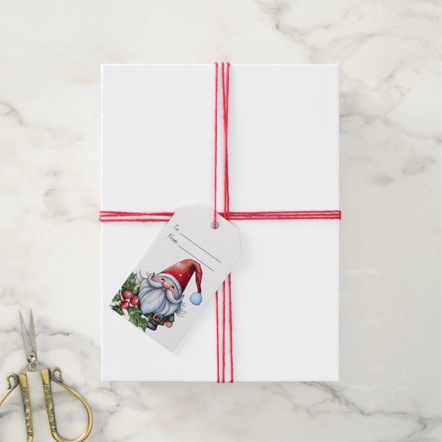 Skapa Din Egen Jul Tomte Presentetikett (Med Snöre)