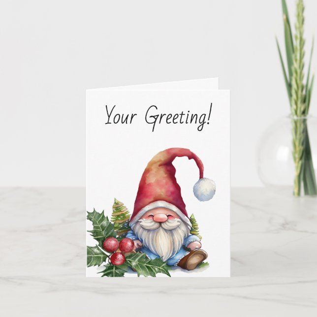 Skapa din egen Julgran Gnome Helgkort (Framsida)