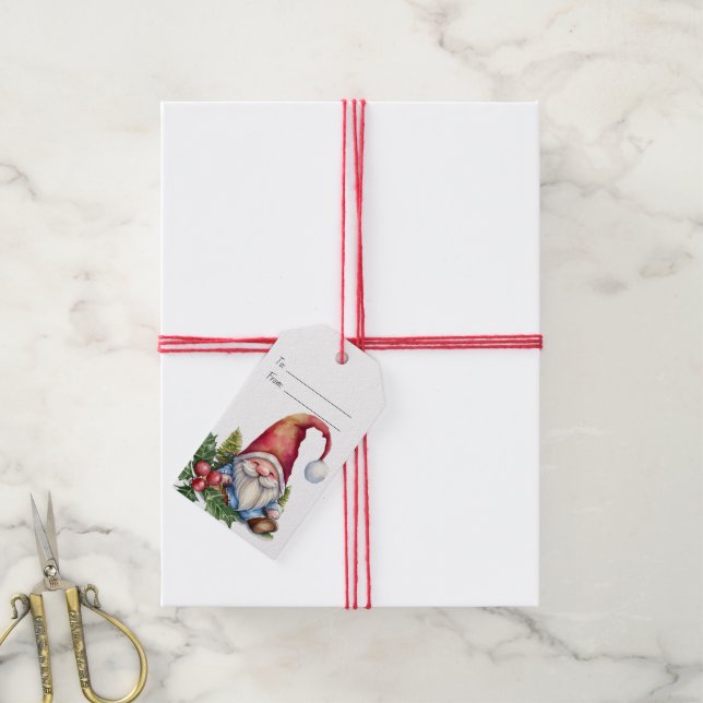 Skapa Din Egen Julgrans Tomte Presentetikett (Med Snöre)