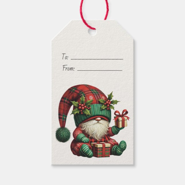 Skapa din egen julklapp Gnome Pajamas Presentetikett (Framsidan)