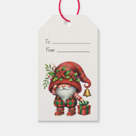 Skapa din egen julklapp Gnome Poinsettias Presentetikett