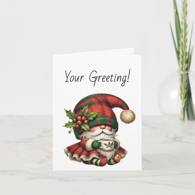 Skapa din egen julklapp Gnome Tea Helgkort (Framsida)