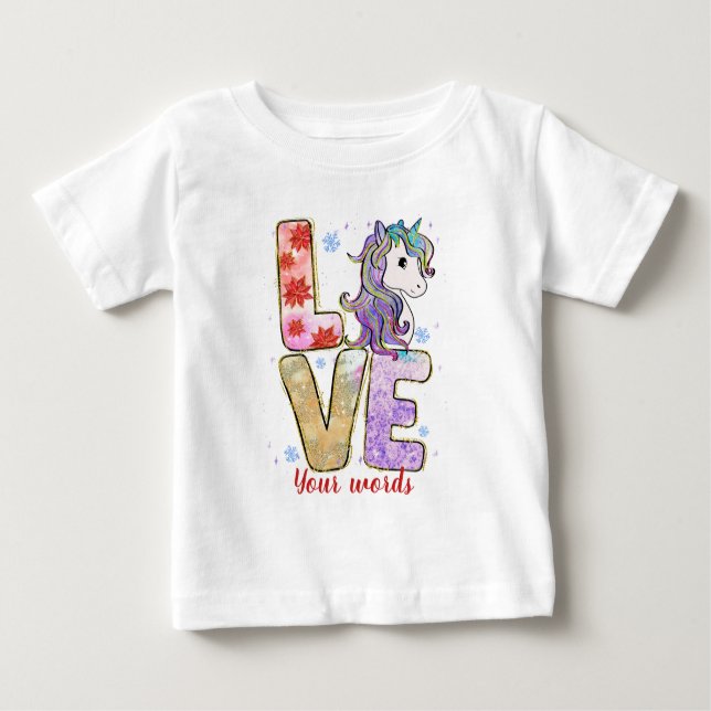Skapa din egen julklapp Kärlek Unicorn T Shirt (Framsida)
