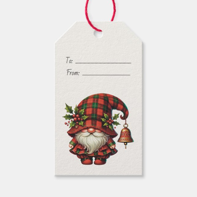 Skapa Din Egen Julplaid Tomte med Julgranekvistar Presentetikett (Framsidan)