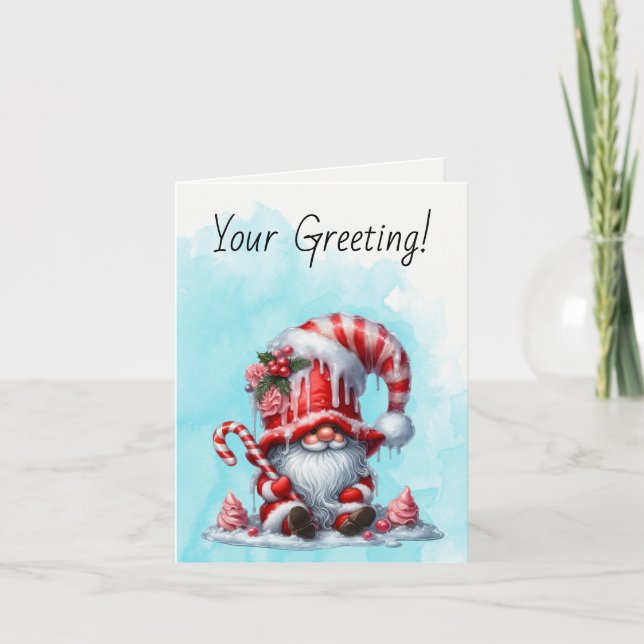 Skapa din egen jultomte från Lycklig Peppermint Helgkort (Framsida)