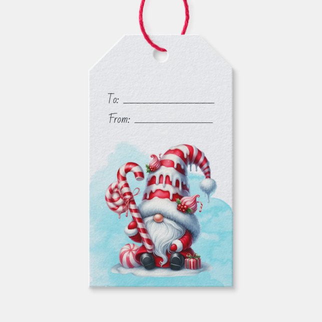 Skapa din egen jultomte i Candy cane Presentetikett (Framsidan)