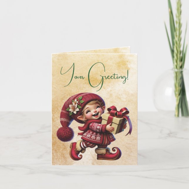 Skapa din egen jultomte i Lycklig Helgkort (Framsida)